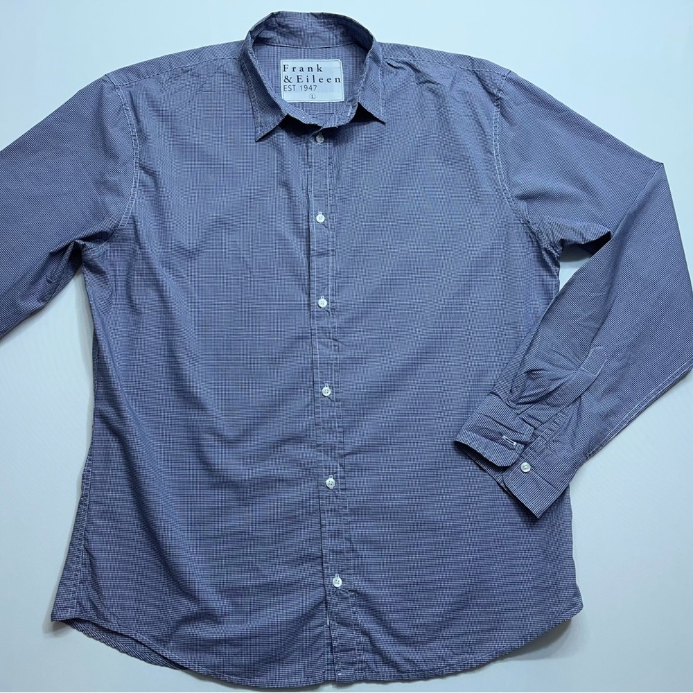 Frank & Eileen Paul Button Up Shirt Mens Size Large Long Sleeve Blue Checked USA - Picture 2 of 13